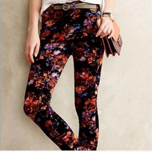 Anthropologie Pilcro and the Letterpress Floral Corduroy Ankle Pants Size 26 - Picture 1 of 5